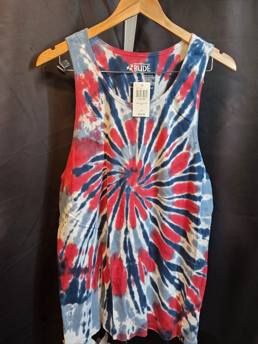 RUDE Hot Topic  Men's  Red & Blue Tie-Dye Tank Top Large